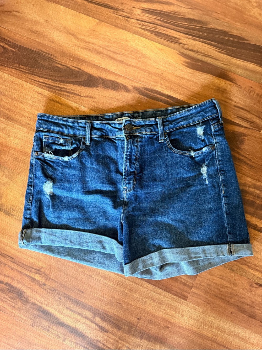 Old Navy Blue Distressed Rolled-Hem Denim Shorts